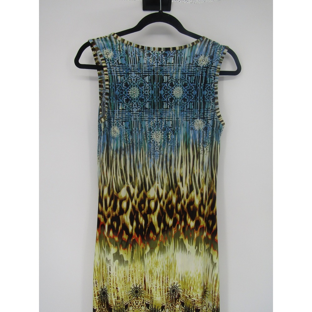 Maxi Dress Medium Mulit Color Animal Print Beaded Boho Beachy Resortwear Festive - Picture 14 of 15